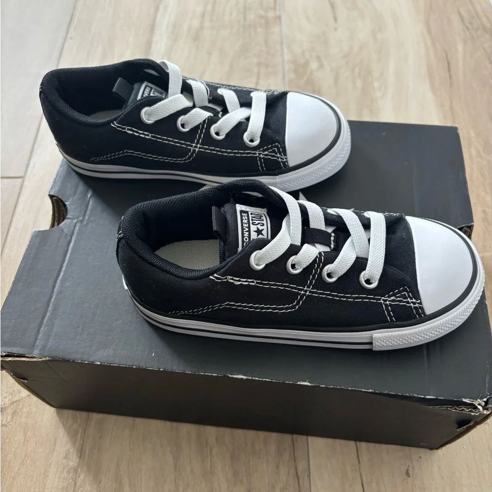 Converse Kids Black Canvas Low-Top Sneakers with White Accents